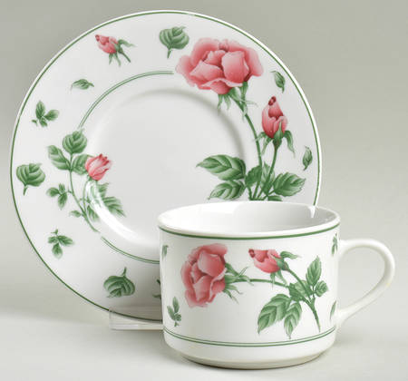 English Rose Flat Cup & Saucer Set