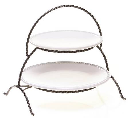 Bistro 2 Tier Server Plates & Metal Stand