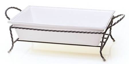 Bistro 13" Rectangular Baker with Metal Stand