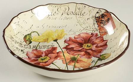 Le Fleur Poppies 13" Pasta Serving Bowl