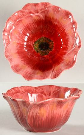 Le Fleur Poppies Flower Shape Soup/Cereal Bowl