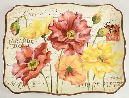 Le Fleur Poppies 16" Rectangular Serving Platter
