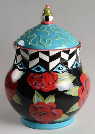 Classic Rose Biscotti Jar & Lid