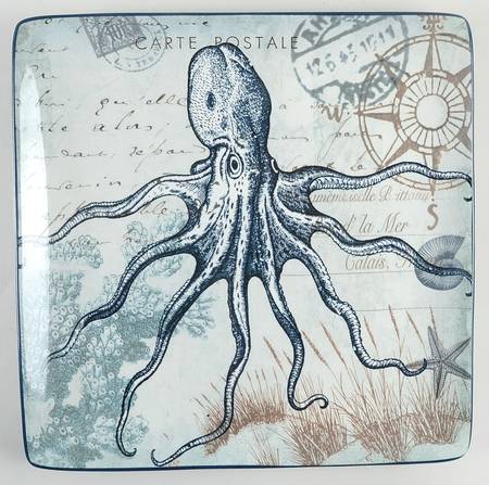 Coastal Postcards 12" Square Serving Platter