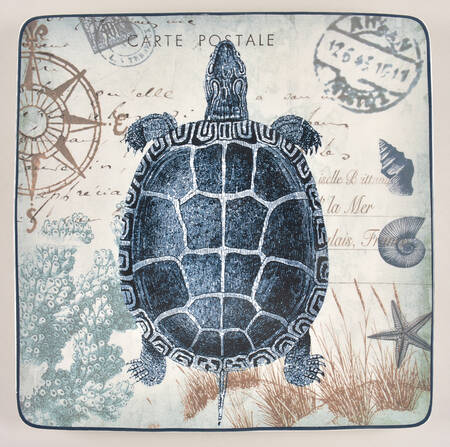 Coastal Postcards 14" Square Platter