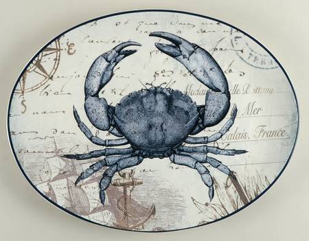 Coastal Postcards 16" Oval Serving Platter