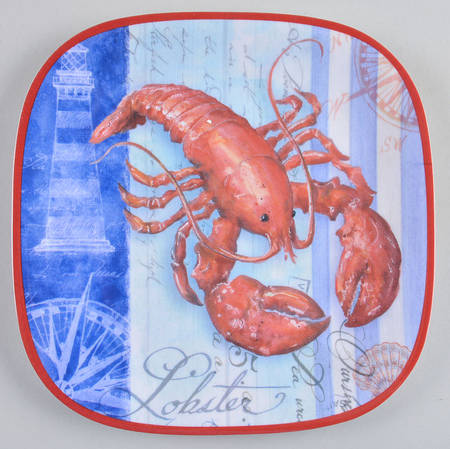 Lighthouse, Crab & Lobster Melamine Salad Plate