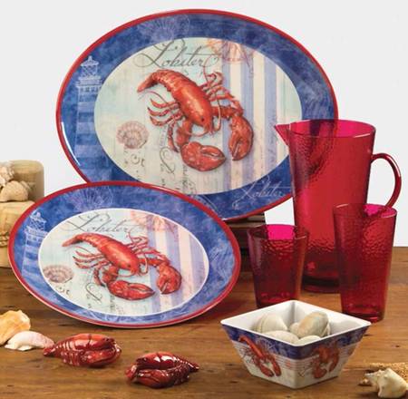 Lighthouse, Crab & Lobster Figural Salt and Pepper Set
