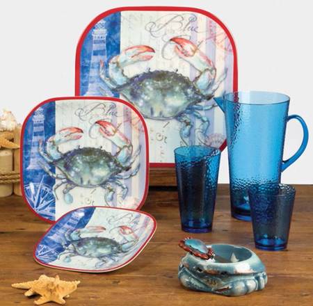 Lighthouse, Crab & Lobster Dip Bowl & Spreader Set
