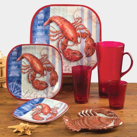 Lighthouse, Crab & Lobster Figural Appetizer Plate