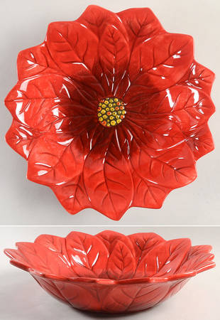 Botanical Christmas 13" Round Flower Bowl