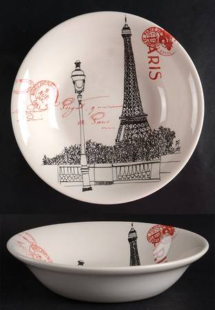 Parisienne Scene 9" Round Vegetable Bowl