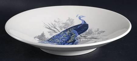 Peacock Garden 13" Shallow Round Bowl
