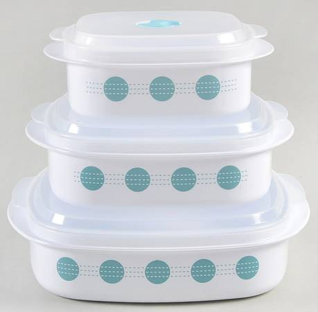 South Beach (Set of 3)Square Plastic Microwave Bowl w/Vent Lid