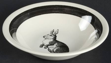 Rabbit Sketch Black 10" Round Vegetable Bowl
