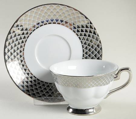 Lattis Platinum Footed Cup & Saucer Set