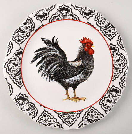 Rooster-Black Dinner Plate