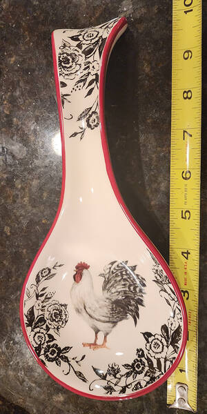 Rooster-Black Spoon Rest/Holder (Holds 1 Spoon)