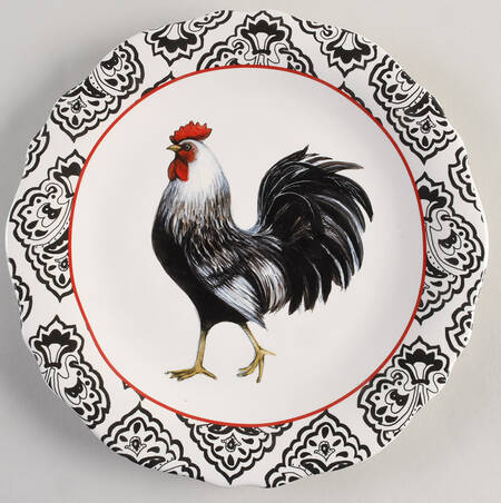 Rooster-Black Dinner Plate