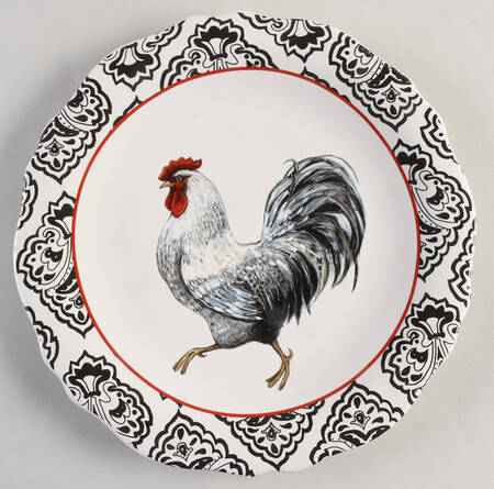 Rooster-Black Dinner Plate