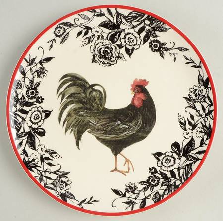Rooster-Black Salad Plate