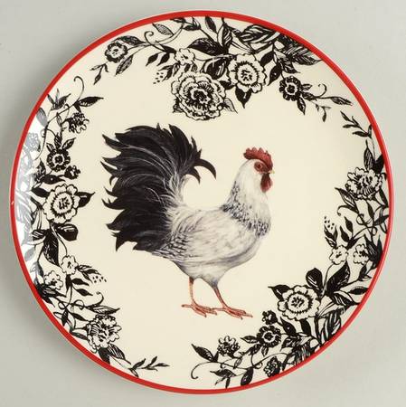 Rooster-Black Salad Plate