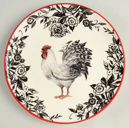 Rooster-Black Salad Plate