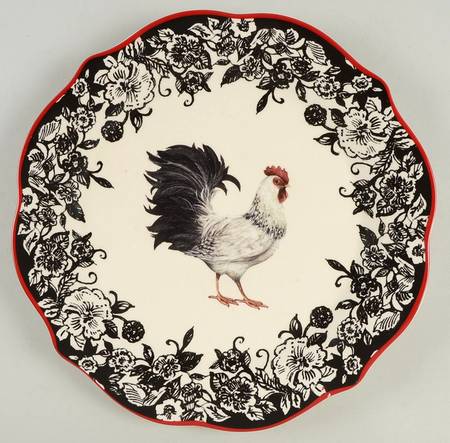 Rooster-Black Dinner Plate