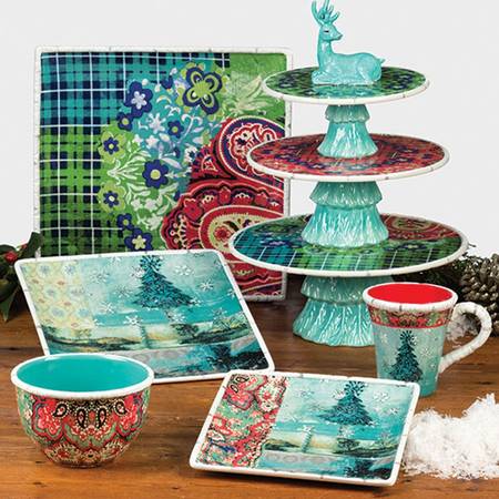 Folklore Holiday Square Dinner Plate