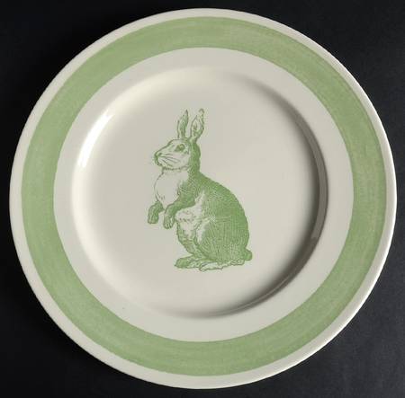 Rabbit Sketch Green 12" Chop Plate (Round Platter)