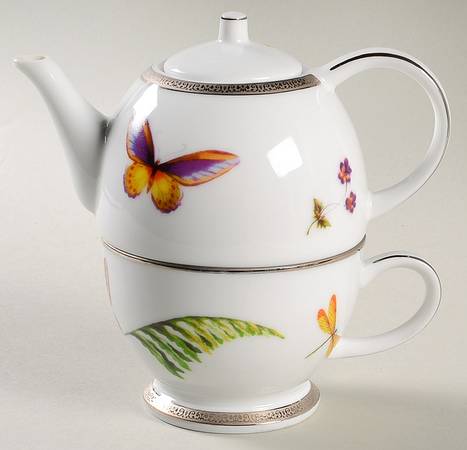 Grand Buffet Platinum (Butterfly) Individual Teapot & Lid with Cup