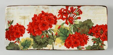 Geraniums Rectangular Tray 11"