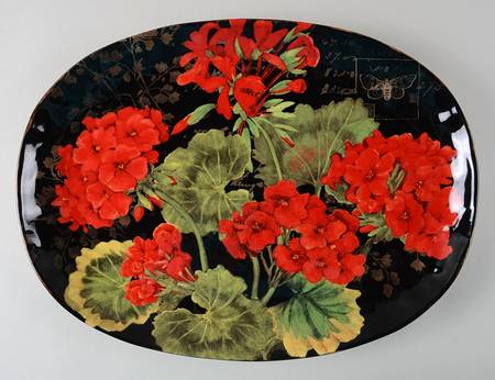 Geraniums 17" Oval Serving Platter