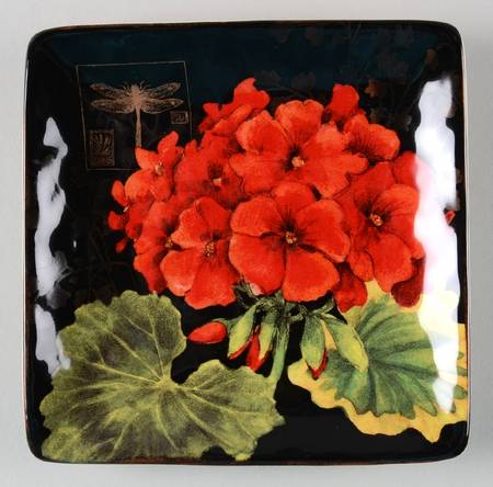 Geraniums Square Canape Plate