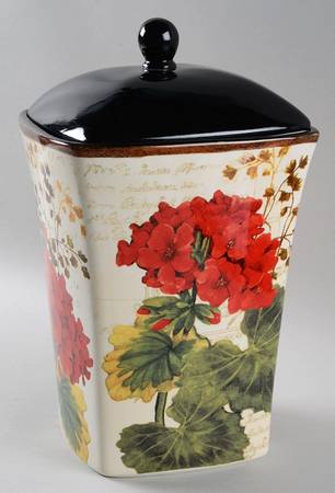 Geraniums Biscotti Jar & Lid