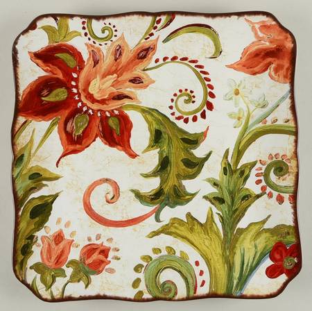 Spice Flowers 14" Square Platter