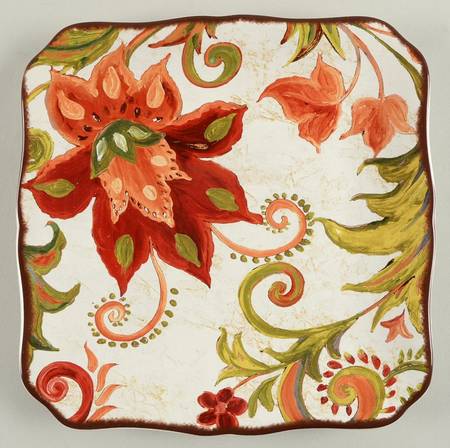 Spice Flowers Square Salad/Dessert Plate