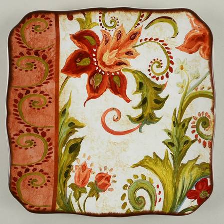 Spice Flowers Square Dinner Plate