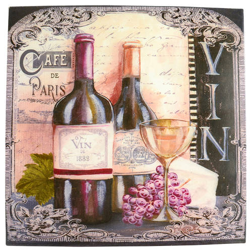 Grand Vin 12" Square Metal Decorative Sign