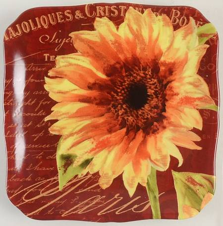 Paris Sunflower Square Canape Plate
