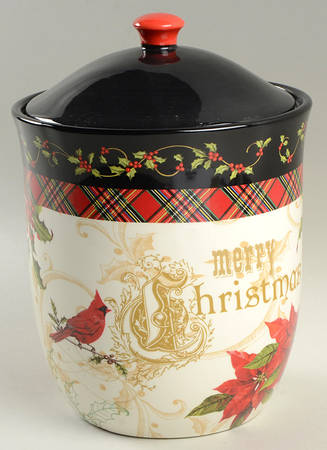 Poinsettia Biscuit Barrel & Lid