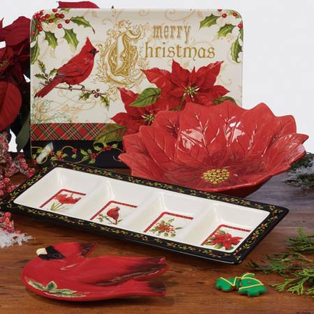 Poinsettia 4 Part Rectangular Divided Server