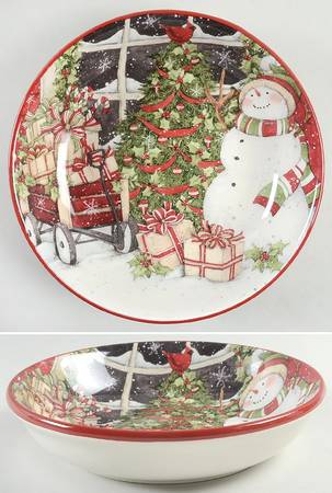 Snowman's Sleigh 9" Soup/Pasta Bowl