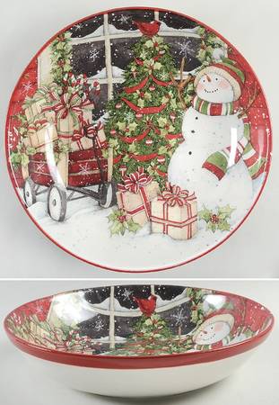 Snowman's Sleigh 13" Pasta Serving Bowl