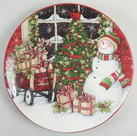 Snowman's Sleigh 13" Chop Plate (Round Platter)