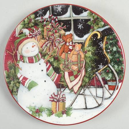 Snowman's Sleigh Canape Plate