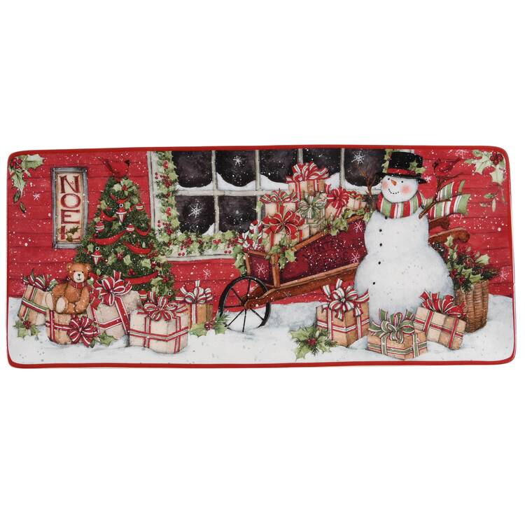 Snowman's Sleigh Rectangular Tray 11" by Certified International