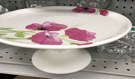 Poppy Pink Footed Cake Plate