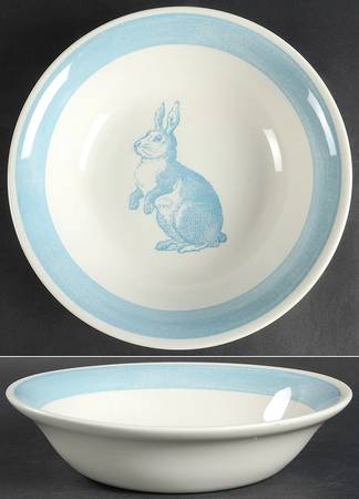Rabbit Sketch Blue 9" Round Vegetable Bowl