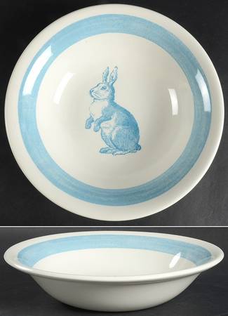 Rabbit Sketch Blue 10" Round Vegetable Bowl